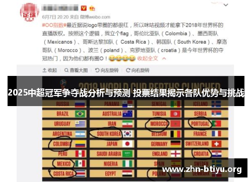 2025中超冠军争夺战分析与预测 投票结果揭示各队优势与挑战 2025中超冠军争夺战分析与预测 投票结果揭示各队优势与挑战